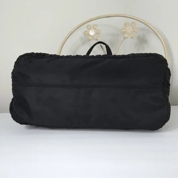 Victoria's Secret Elegant Black Satin Pleated Zip & Cinched Overnight Tote NWOT - Picture 5 of 15